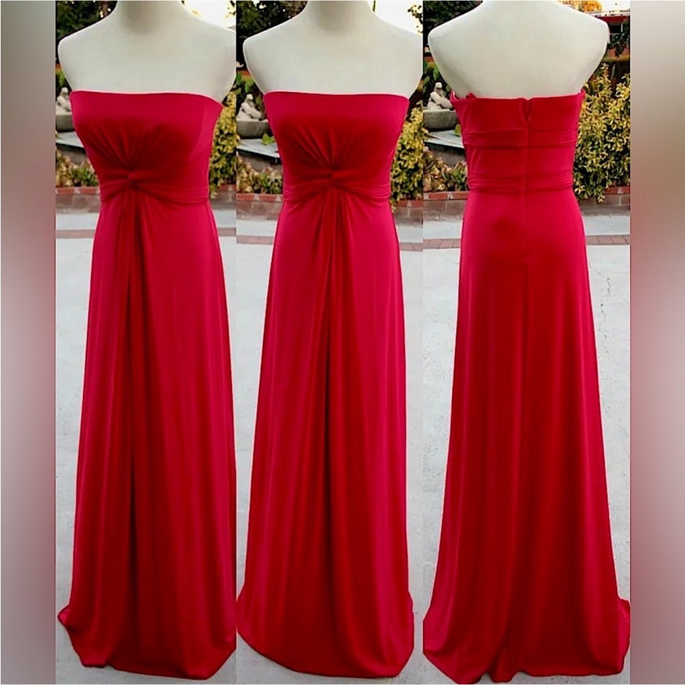 BCBG Deep Red Strapless Formal Evening Dress (Size M)